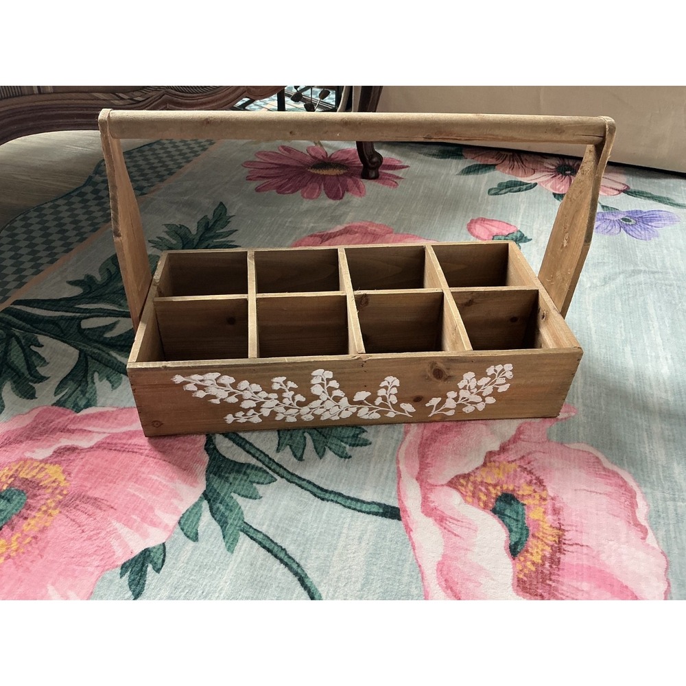 Primitive Handmade Wooden Tool Carrier Tote Box Original Chippy Paint Farmhouse